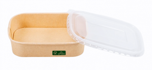 Lunch Box Rectangular Full Kraft Paper + Paper Lid  (Χάρτινο Σκεύος Kraft παραλληλόγραμμο  με χάρτινο καπάκι)